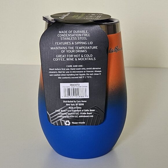 Eddie Bauer Delta Wine Tumbler Stainless Steel 17oz 503ml Hot 6 Cold 16 Hrs Lid - Picture 2 of 12